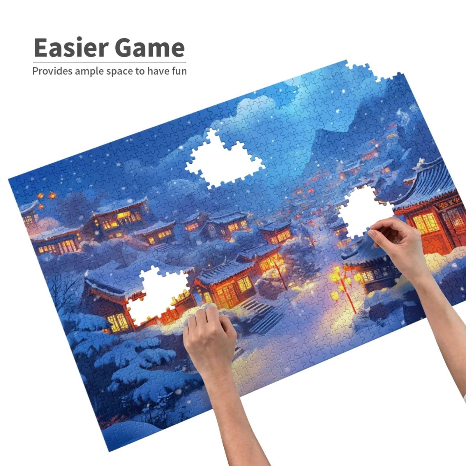 Puzzle zimowe 3000 elementów, domek śnieżny, puzzle dla dorosłych, z pudełkiem na prezent, "zrób to sam", duże drewniane puzzle dla dorosłych, gra zręcznościowa dla całej rodziny, prezenty dla kobiet