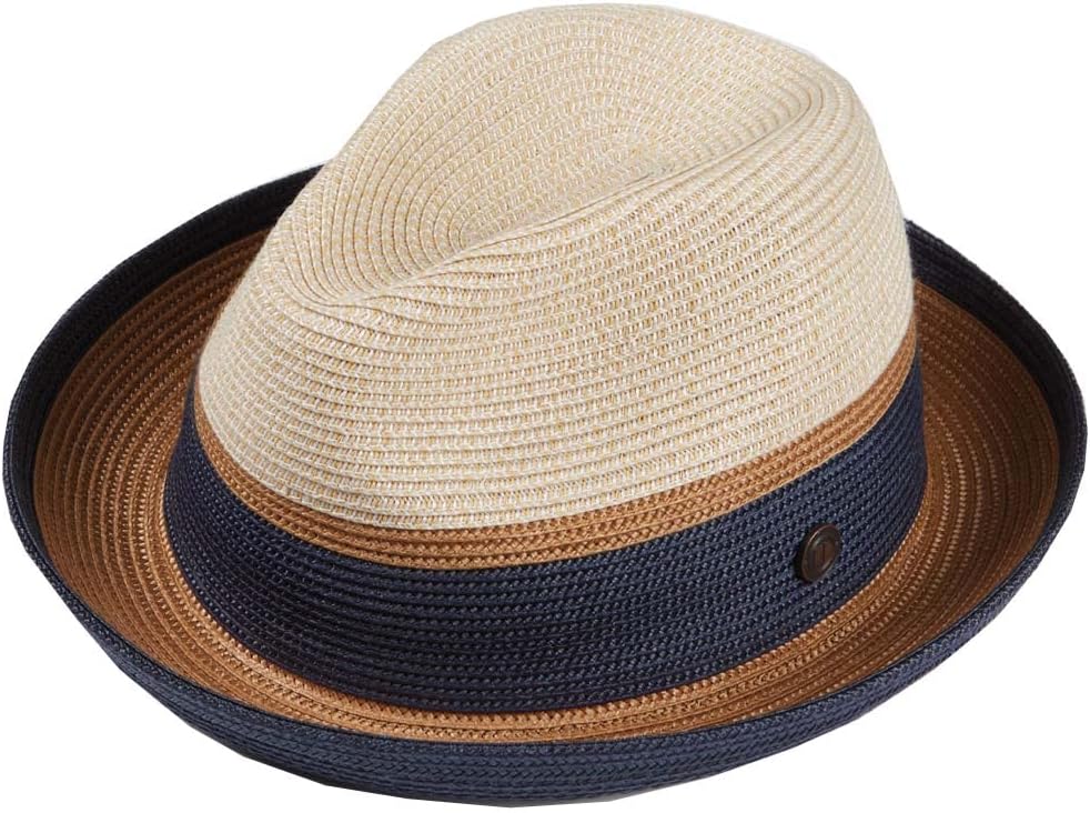 DASMARCA Mens Womens Multi-Coloured Two-Tone Retro Summer Straw Hat Fedora Trilby - Verona
