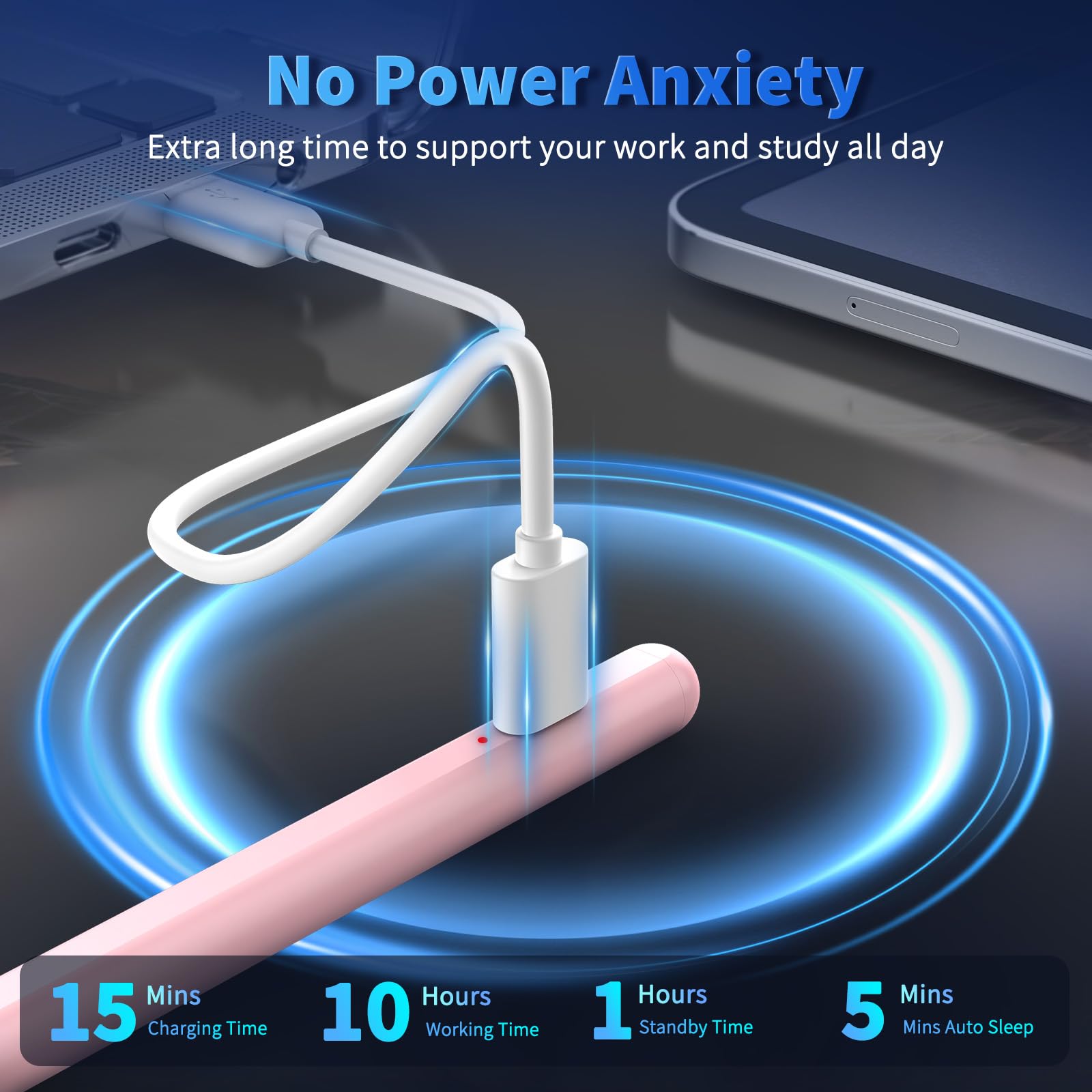 Lápiz capacitivo universal para iPhone, 2 lápices capacitivos de carga rápida para iPad | Compatible con iPhone, Apple iPad Pro Air Mini, Android, tablet, todas las pantallas táctiles, color rosa