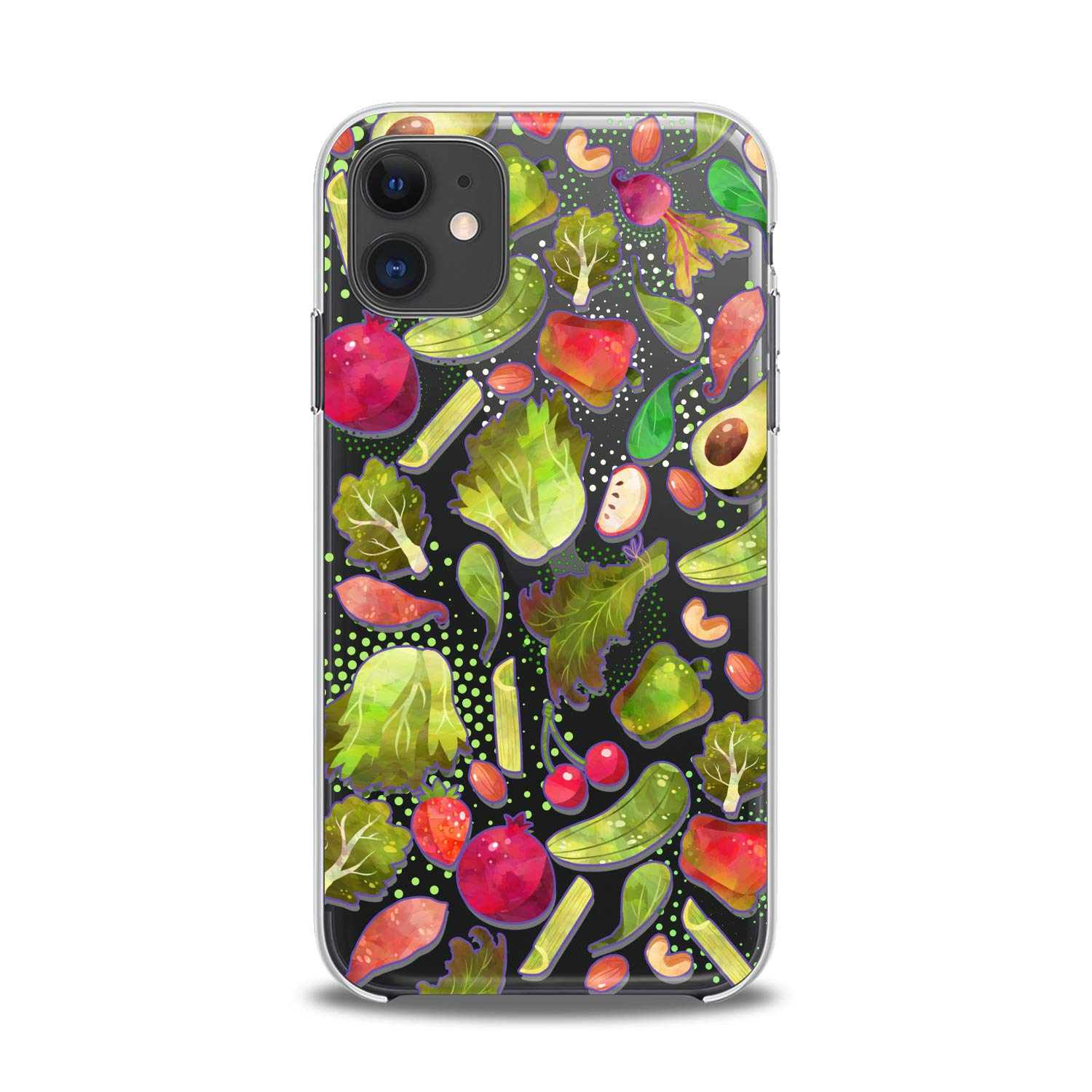 Lex Altern Case Compatible with iPhone 13 Pro 12 Mini 11 Xs Max Xr 8 X 7 Plus 6 SE 5 Smooth Lightweight Healthy Green Girl Soft Cover Lifestyle Vegan Print Pattern Design Clear Slim fit Teen Veggie