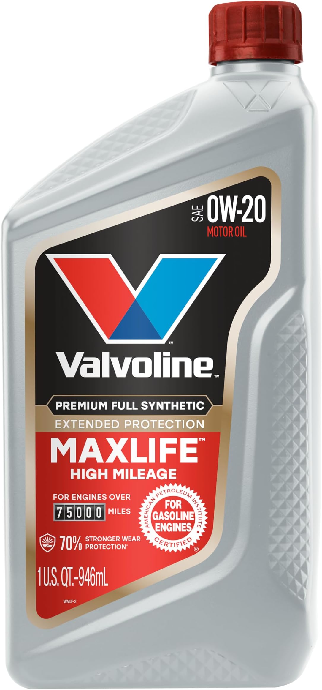 Valvoline MaxLife Extended Protection High Mileage 0W-20 Full Synthetic Motor Oil 1 Quart
