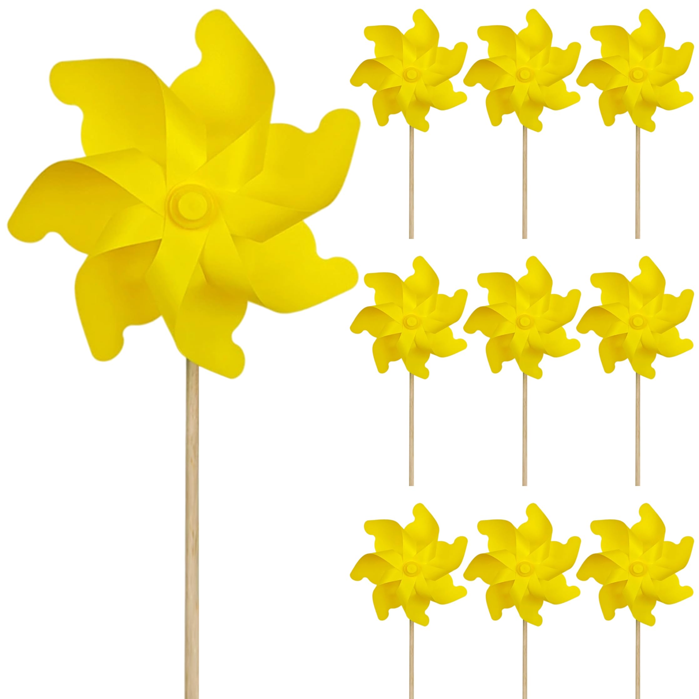 Toupies de Jardin 7 Pouces - Moulinets en Plastique avec Poteau en Bois pour Décoration Extérieure