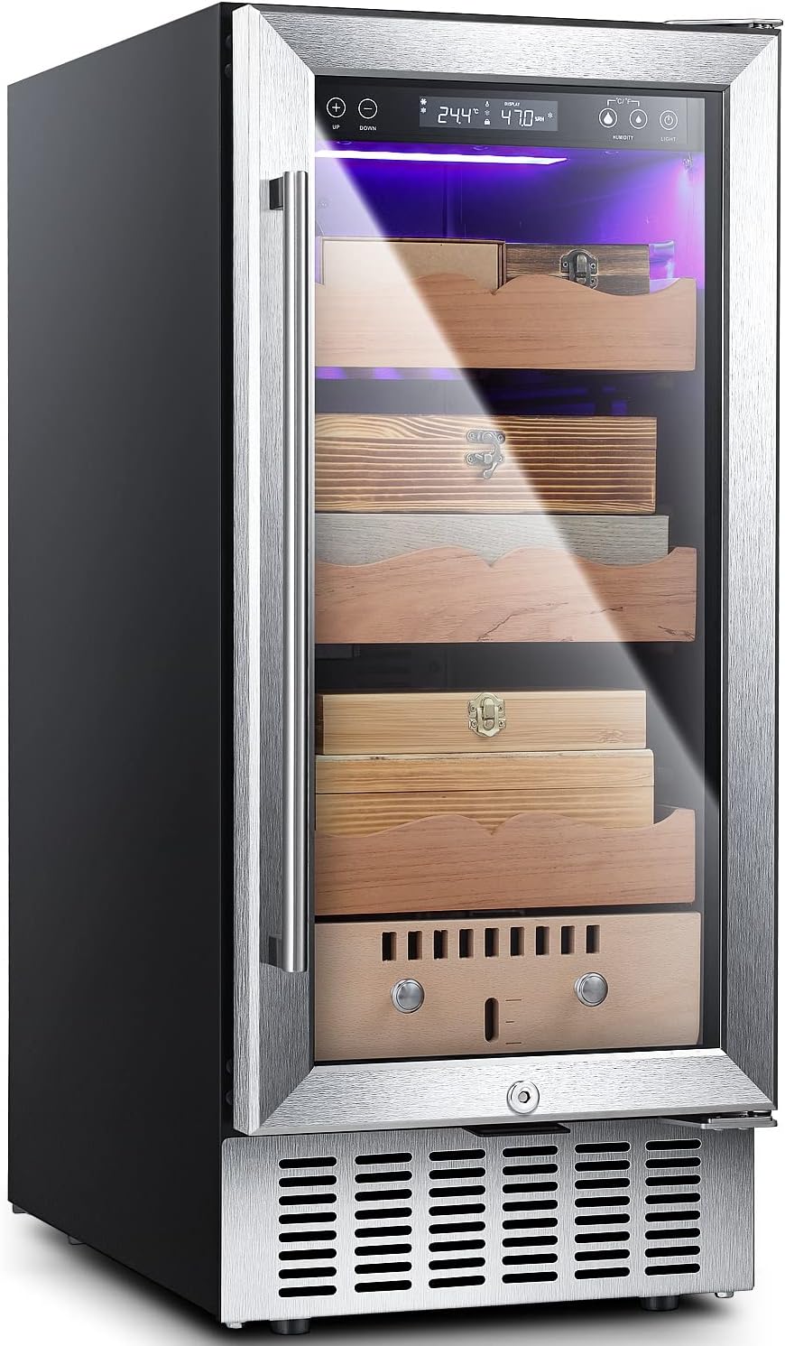 Xbeauty Electric Cooler Humidor with 3 in 1 Controls for Moisturizing, Cooling & Heating,and Built-in Spanish Cedar Wood Shelves,Wine Cooler Under Counter