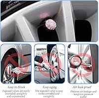 Vista 3 de AUCELI 4 tapones para válvulas de neumáticos de automóvil, diamantes de imitación de cristal, a prueba de polvo, cubierta de válvula de bicicleta