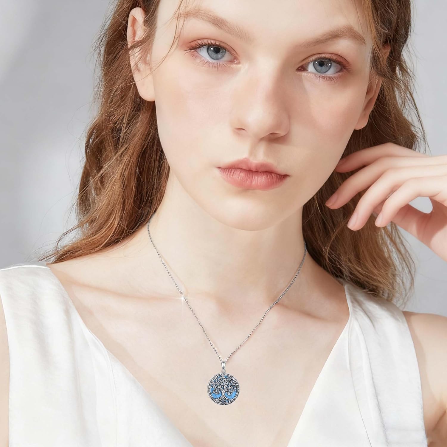 Tree Of Life Necklace S925 Sterling Silver Genuine Turquoise Tree Of Life Pendant Necklaces Vintage Natural Turquoise Family Tree Jewelry Gifts For Women Female - Image 6