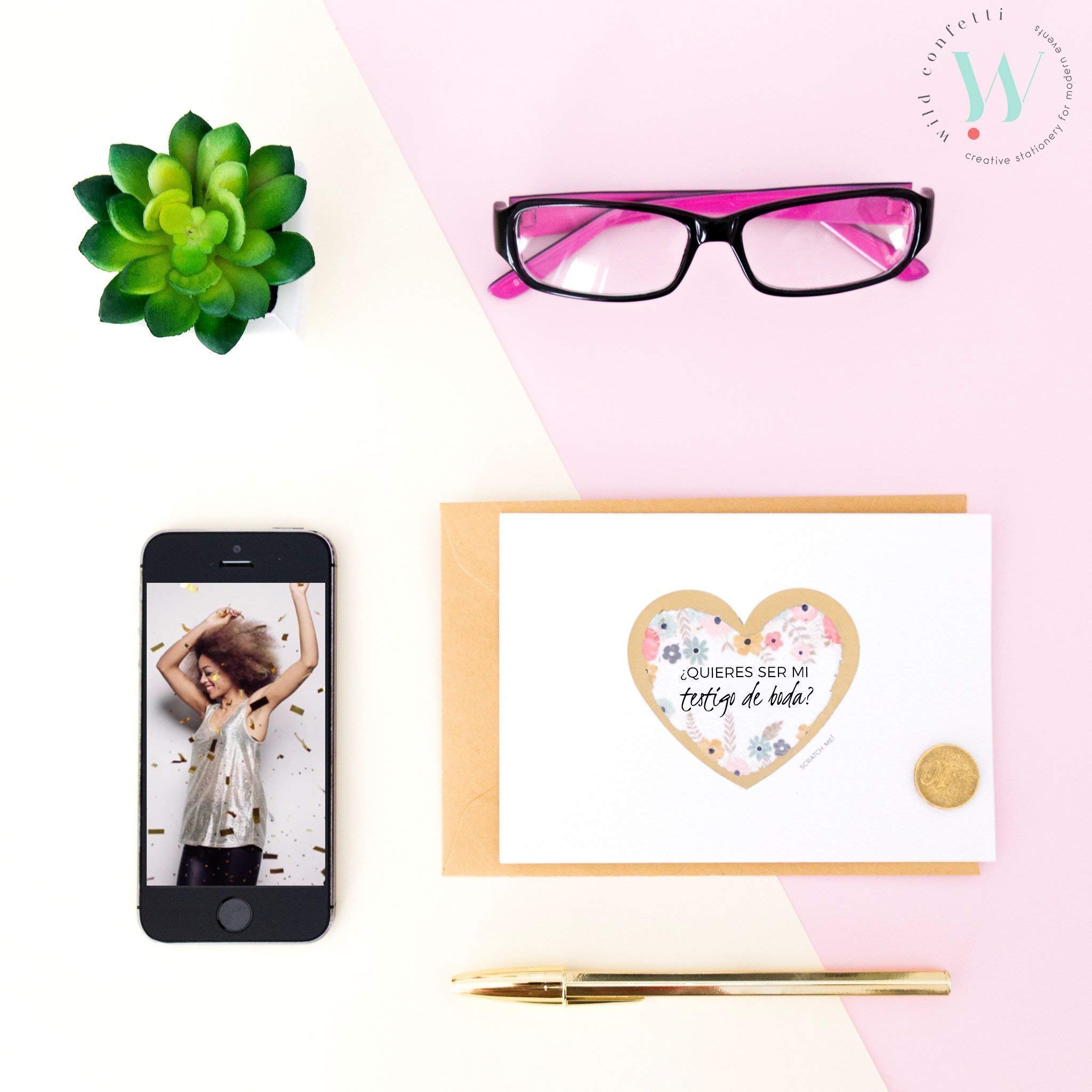 Tarjeta Testigo de boda | ¿Quieres ser mi testigo de boda? | Tarjeta Rasca Personalizable | Petición Testigos o Dama de Honor o Madrina de Boda...