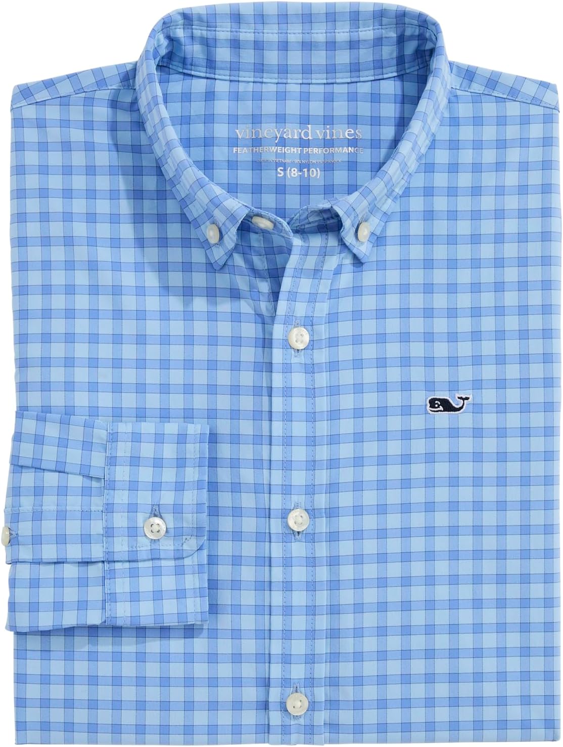 Vineyard Vines Boys' Boys' Lemon Shark Gingham Featherweight Performance Shirt