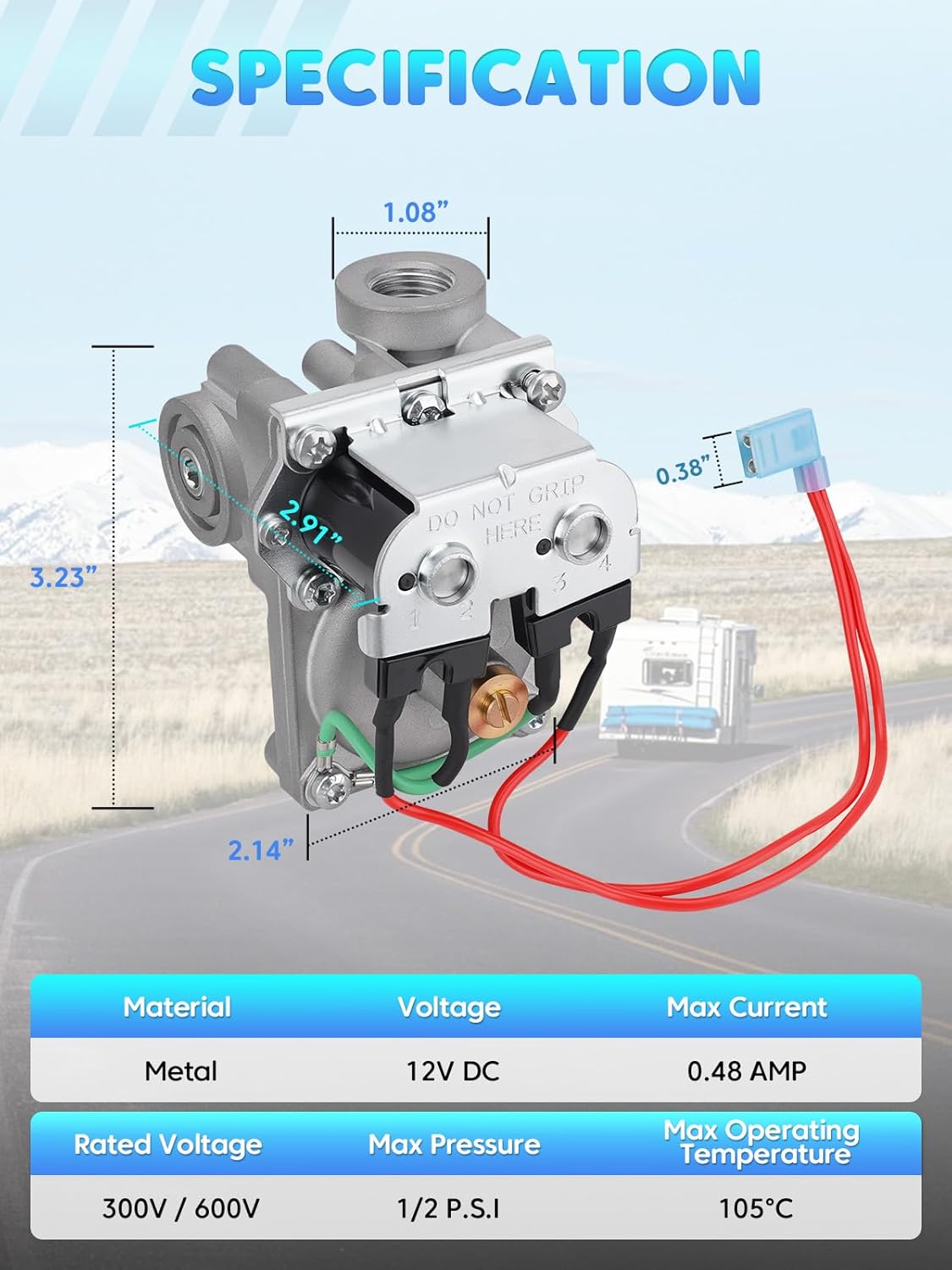 93844 RV Water Heater Gas Valve Solenoid Compatible with Atwood Dometic 6 & 10 Gallon Direct Spark Ignition Water Heaters G6A-4E G6A-8E GCH6-4E GC10A-4E GCH6A-10E G10-3E Replace# 93321 93870 92078