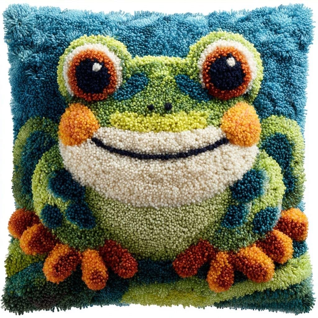 Henypt DIY Latch Hook Pillow Kit, Frog