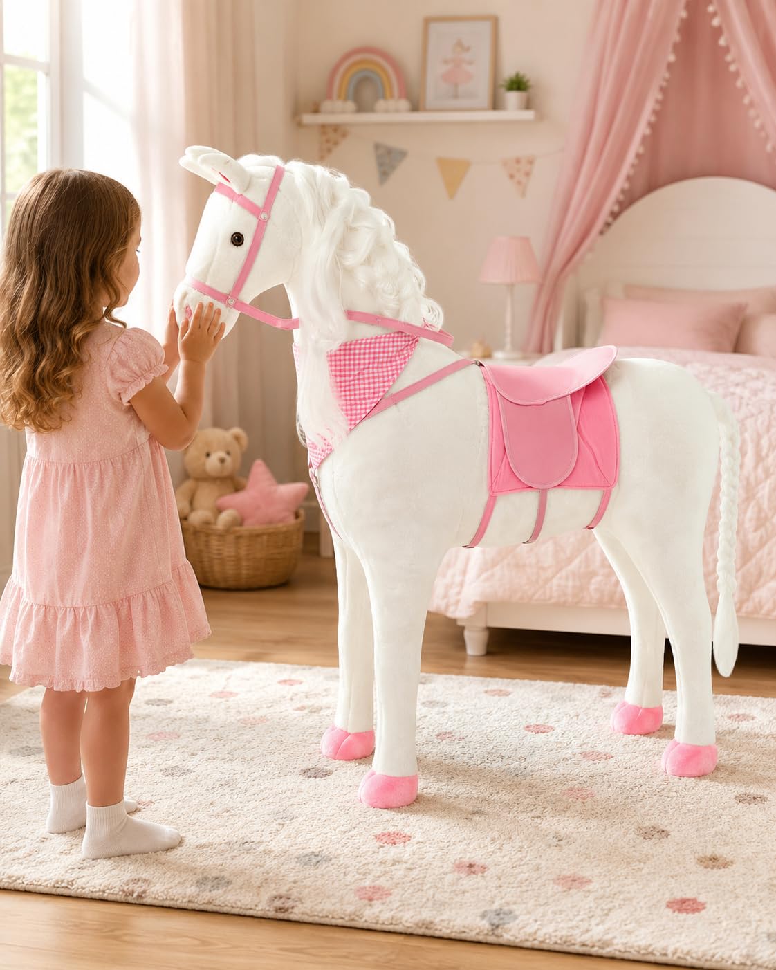 Sweety Toys 10370 Cavallo in Piedi Cavallo Gigante Peluche 110 cm