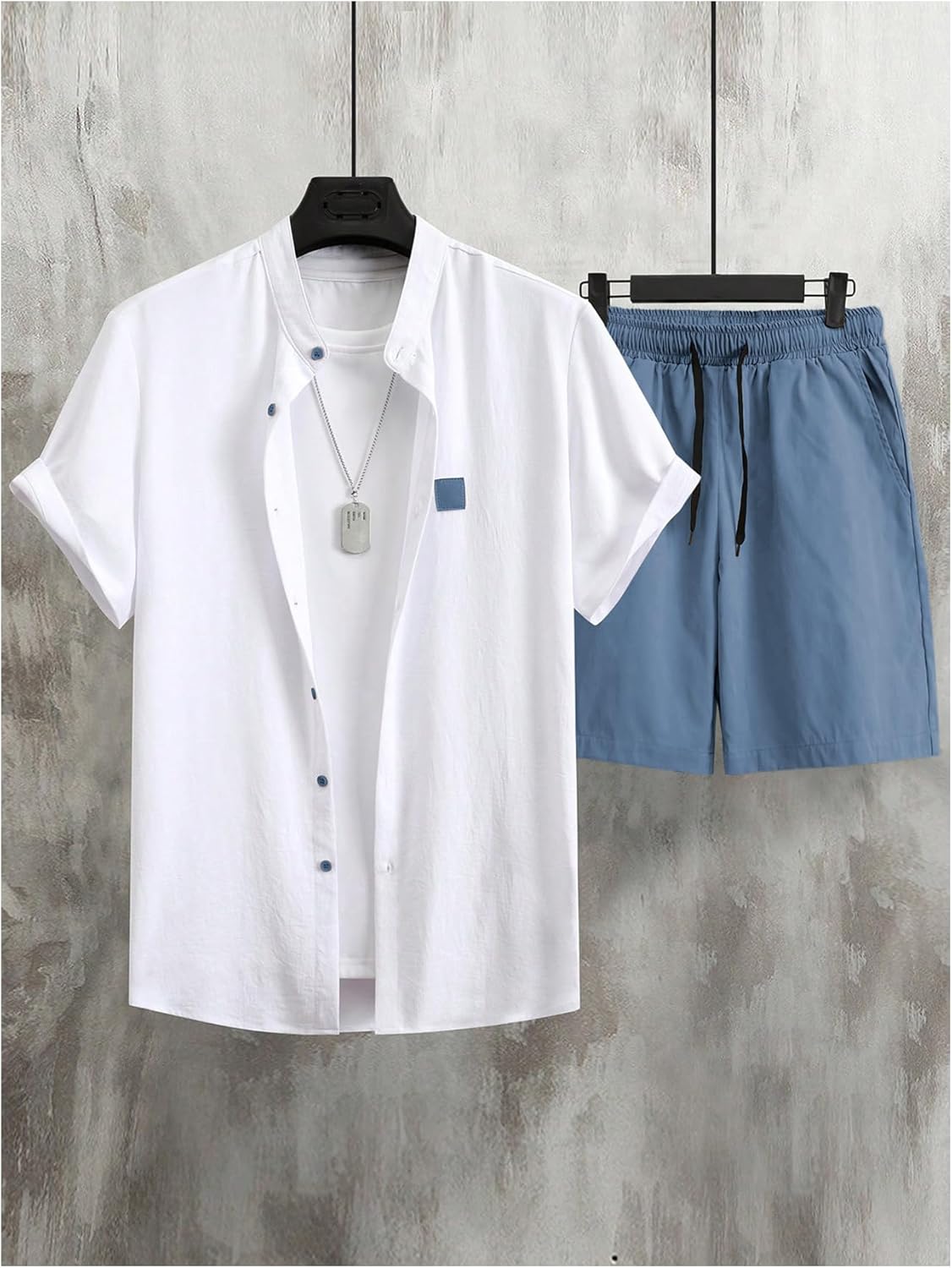 SOLY HUX Men's Casual Tracksuit Button Down Shirt and Drawstring Waist Short Sets Summer 2 Piece Outfits
