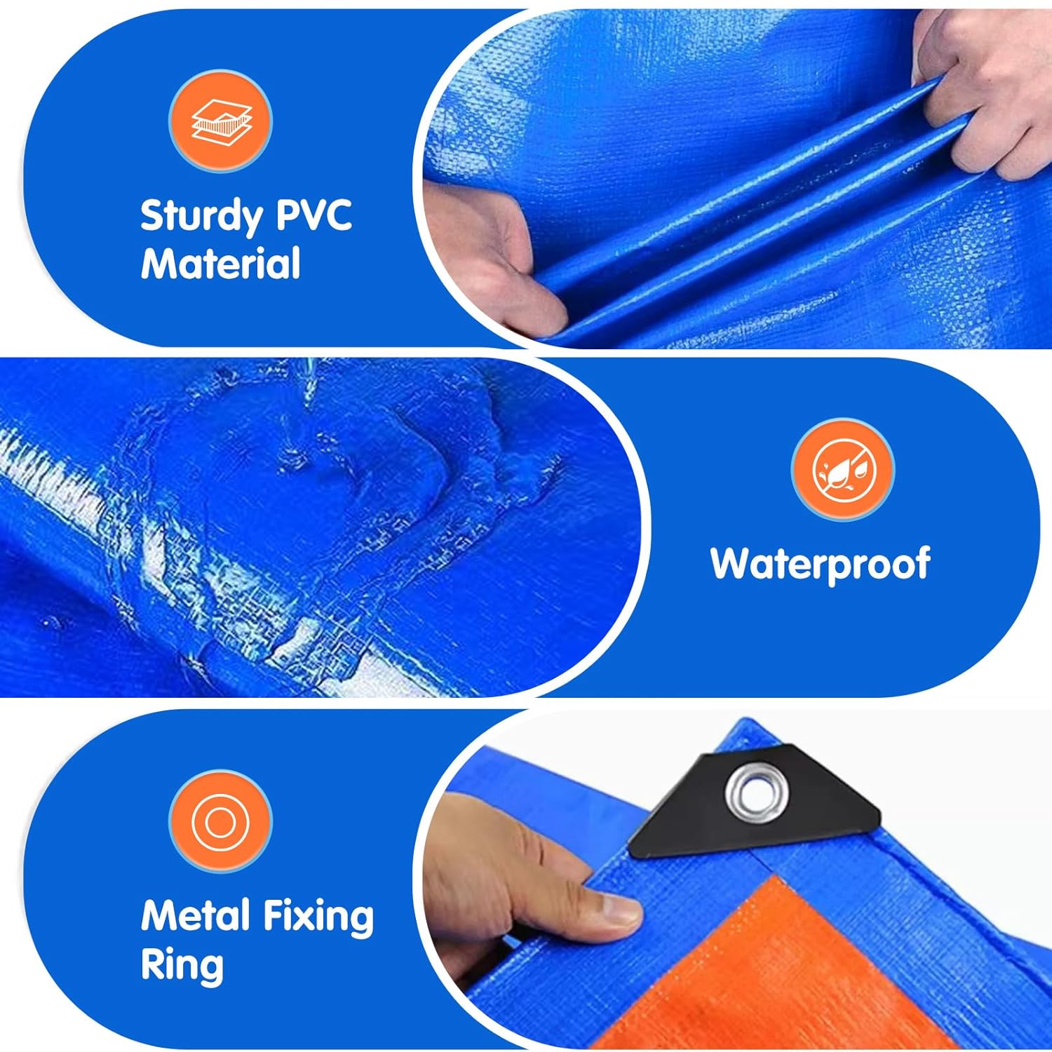 Bounce House Mat 197x118 Inch Heavy-Duty Waterproof PE Pad for 15ft Inflatable Bouncers, Jumping Castles Protective Underlay Pad with 10 Metal Ground Stakes and Reinforced Edges