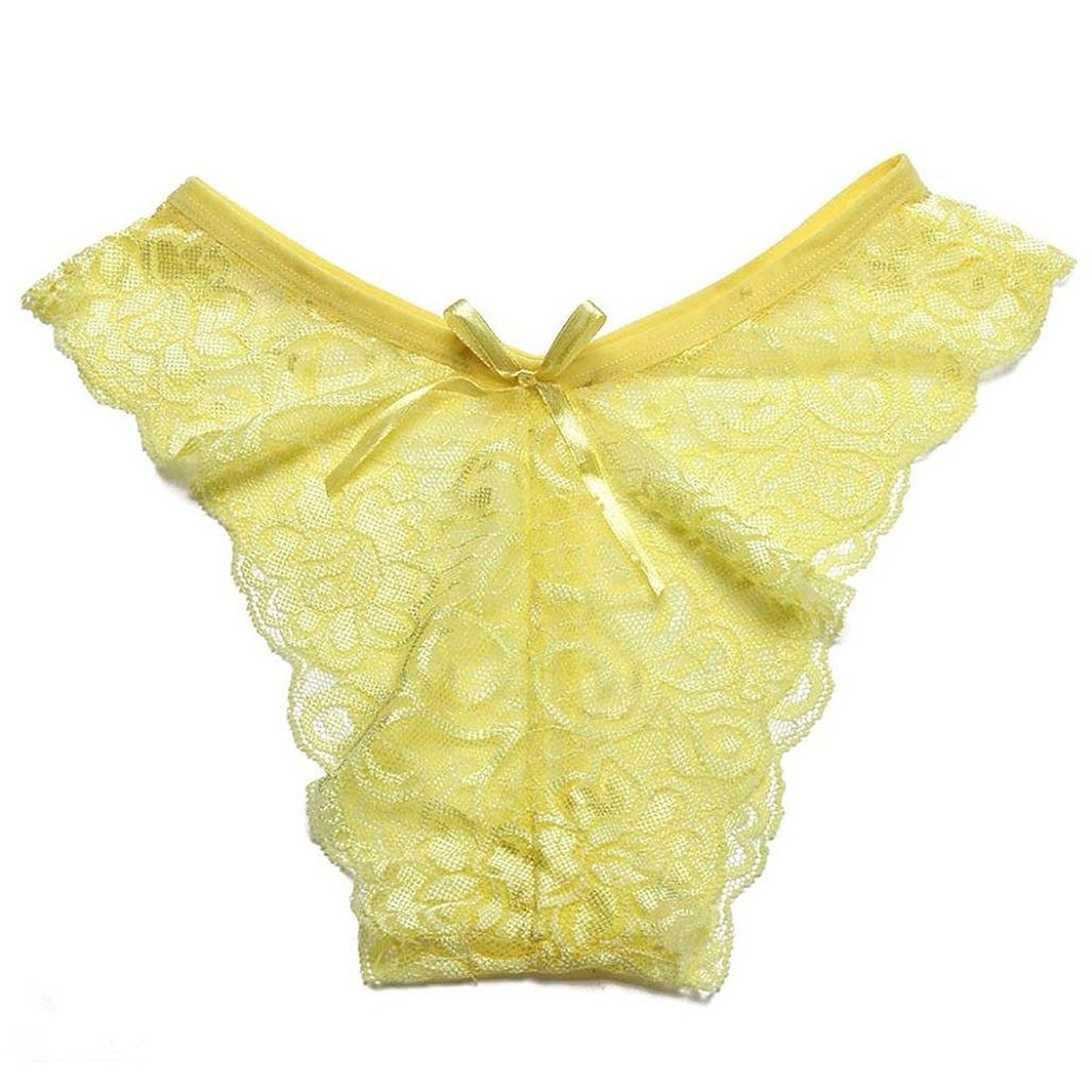 toogoo Yellow : TOOGOO(R) Women Lace Panties Slip G-Strings Thong Lingerie Underwear, White-picture-38