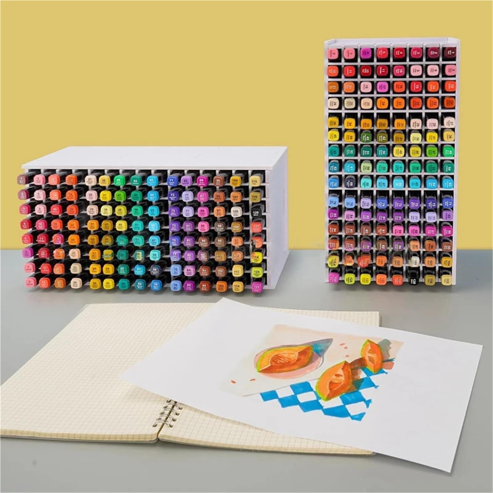 Aufbewahrungsbox für Markierungsstifte Kunstmarker-Aufbewahrungsregal for 72/120 Marker, Aquarellpinsel, Stifte, Farbstifte, Organizer-Halter for den Schreibtisch für Büro(Large)