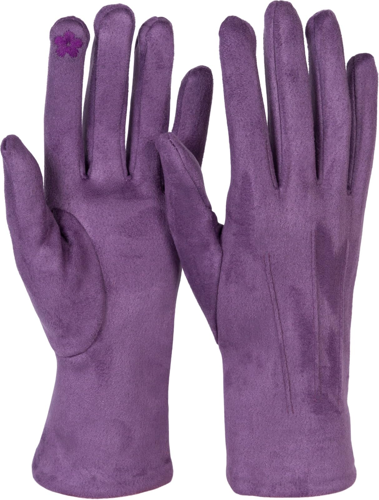 Stylebreaker Women's Violet Touchscreen Gloves Unicoloured With Decorative Stitching, Warm Finger Gloves, Winter 09010043, Colour: