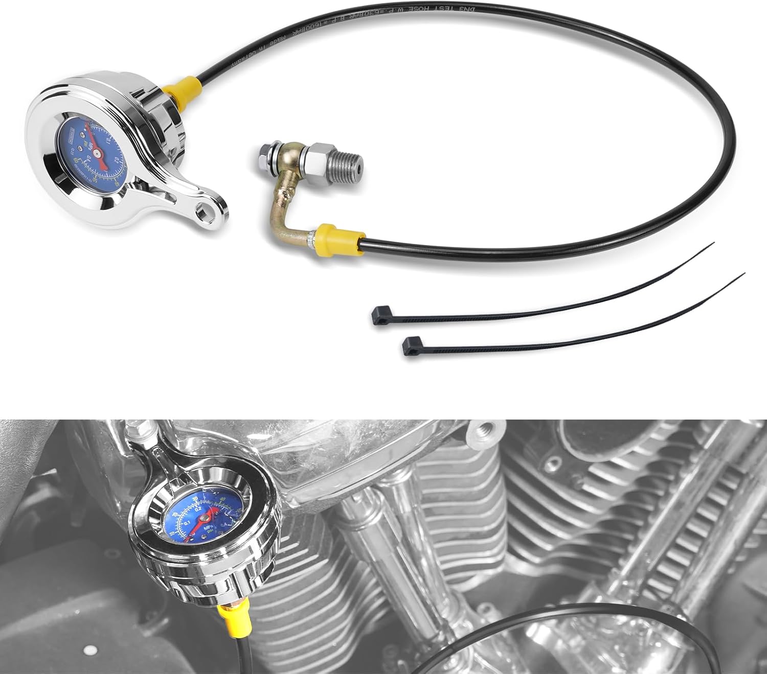 NICECNC Sliver Oil Pressure Gauge Kits Aluminum Compatible with Harley Ultra Limited FLHTK 2017-2024, Street Glide FLHX 2017-2024, Replacement for 14411819, See Fitments