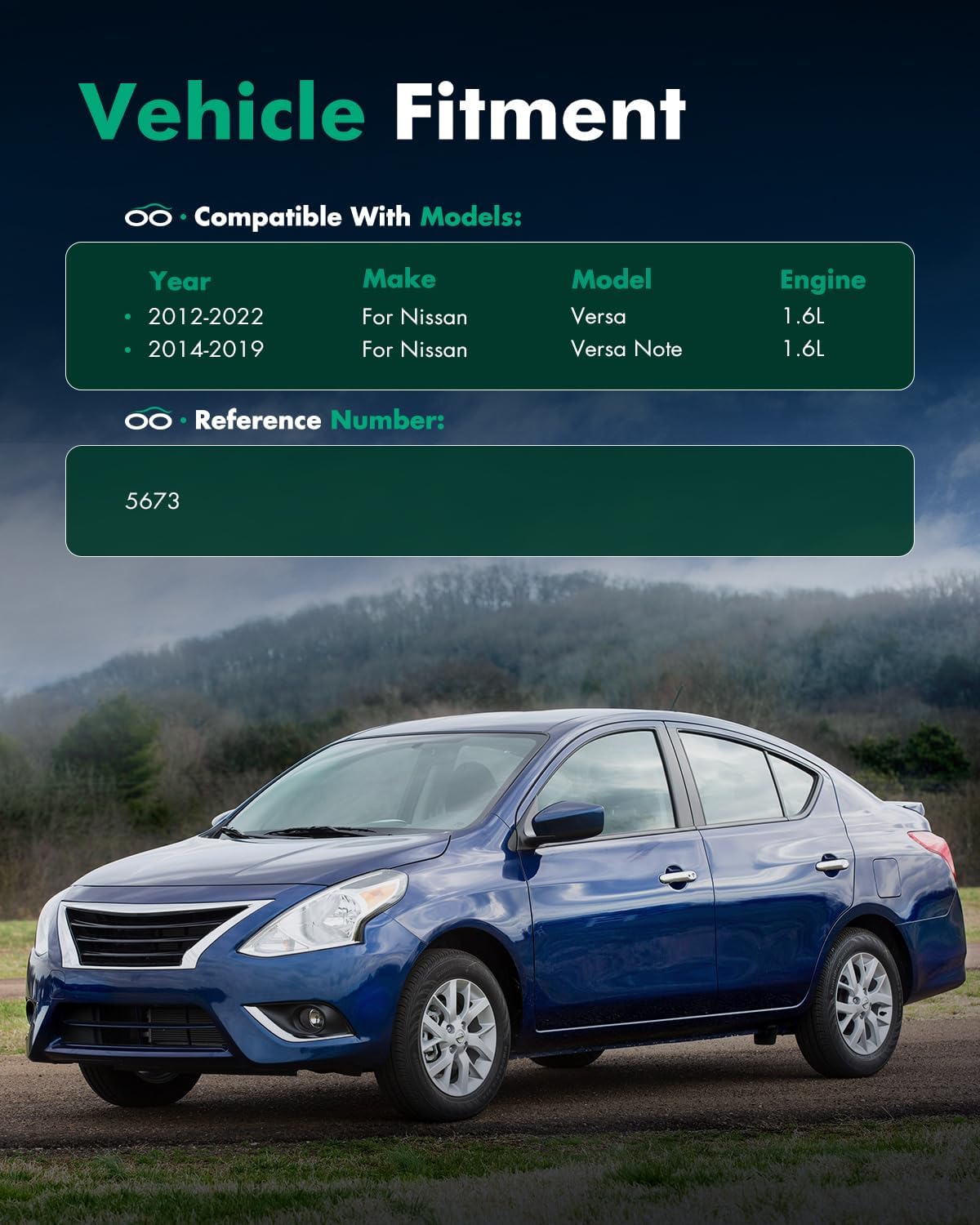 SCITOO Rear Pair Shock Absorbers Struts Compatible with 2012-2022 for Nissan for Versa, 2014-2019 for Nissan for Versa Note, Replace 5673 Automotive Shocks