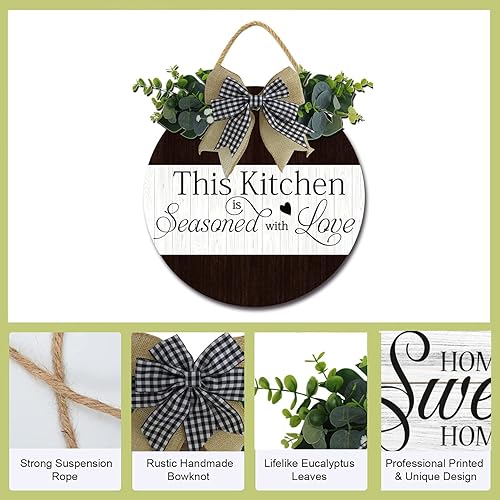 Miniatura 6 de Letrero de madera con texto en inglés "This Kitchen is Seasoned with Love" (This Kitchen is Seasoned with Love), decoración de casa de campo, de