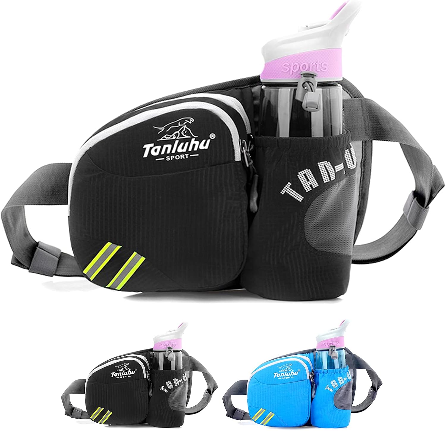 Pixel Panda Hiking Fanny Pack with Water Bottle Holder Hiking Waist Bag Bum Bag , Suitable for Outdoors Workout Hiking Cycling Traveling Dog Walking, Fits Men & Women (Black) : Sports & Outdoors