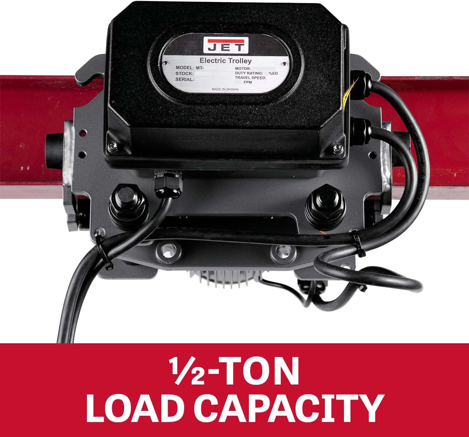 JET 1/2-Ton Two-Speed Electric Trolley, 0.04/0.16 HP, 3Ph 460V (Model MT050-4)