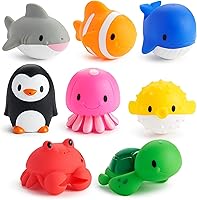 Munchkin Ocean Squirters Bath Toys - 8 Pack Floating Sea Animal Squirters for Babies & Toddlers 9+ Months