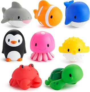 Munchkin Ocean Squirters Bath Toys - 8 Pack Floating Sea Animal Squirters for Babies & Toddlers 9+ Months