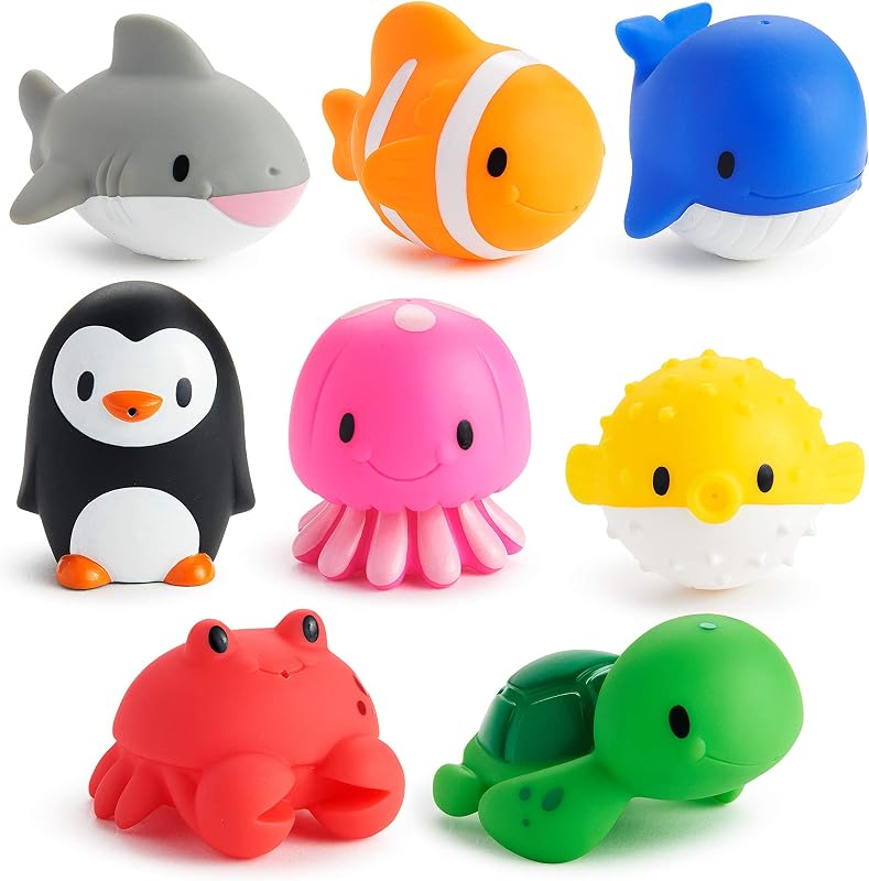 Juguetes de baño Ocean Sea Animal Squirt, 9+ meses, paquete de 8
