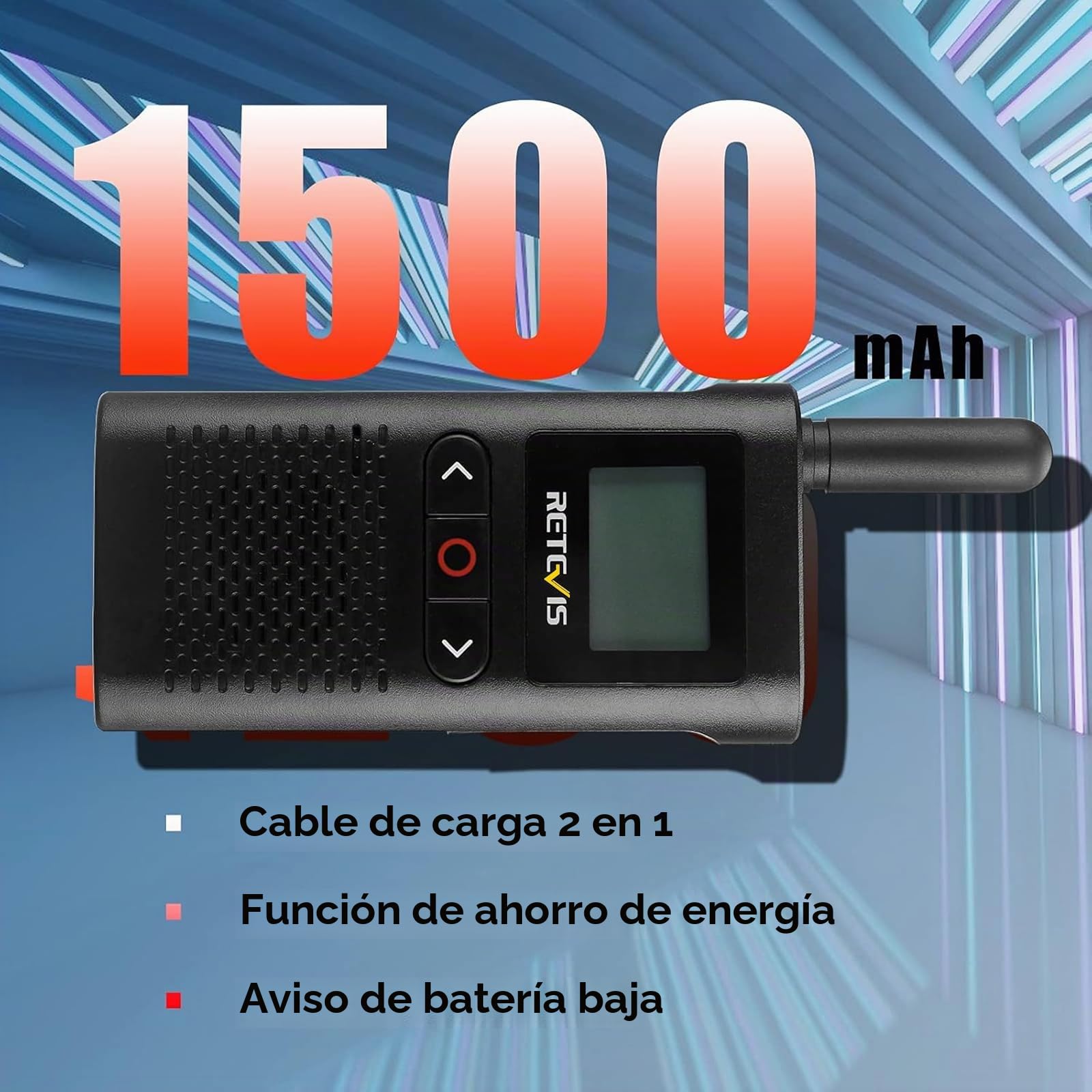 Retevis RB628 Walkie Talkie, PMR446 Mini 1500mAh Walkie Recargable, VOX Pantalla LCD, Walkie Talkie Profesional con Auriculares para Hotel, Restaurante, Peluquería (10 Piezas, Negro)