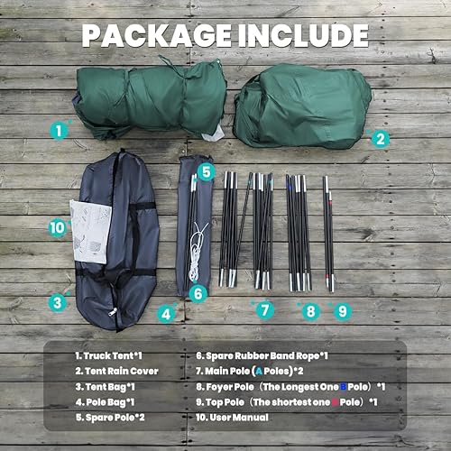 Miniatura 8 de Oasser Tienda de campaña para camión, tienda de campaña para camping, camioneta impermeable PU2000mm Rainfly Fit 5.5 '-6', espacio espacioso de