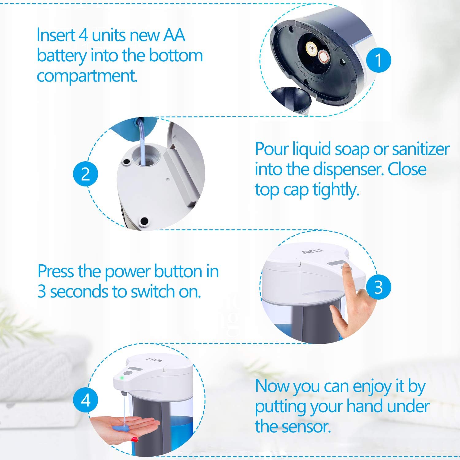 Automatic Soap Dispenser for Bathroom ,IPX7 Waterproof Hand Soap Dispenser ,13.6oz(400mL) Sturdy ABS Wall Mounted Touchless soap Dispenser