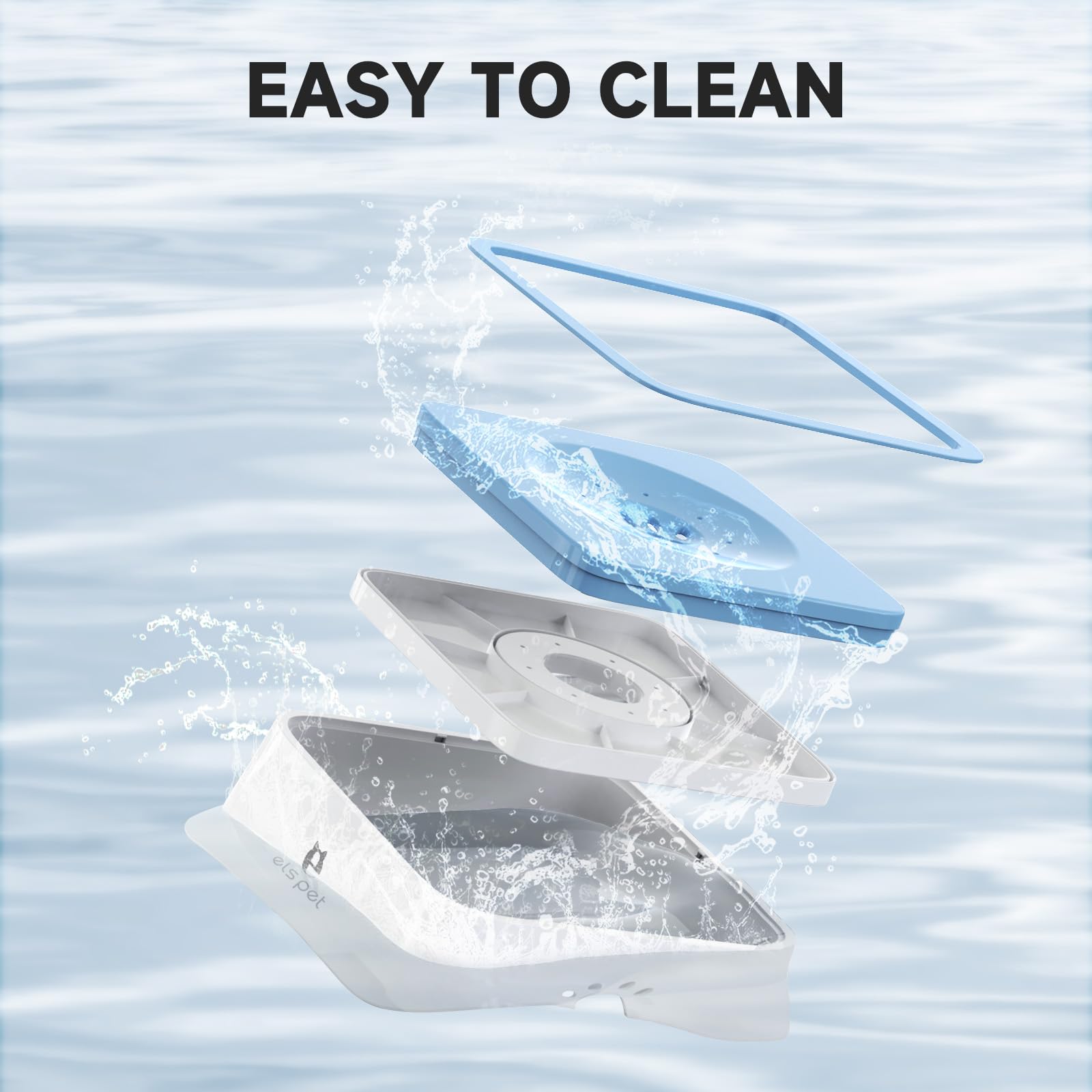 ELS PET White 2L Dog Water Bowl, No Spill Carbon Filter, for Dogs Cats 2