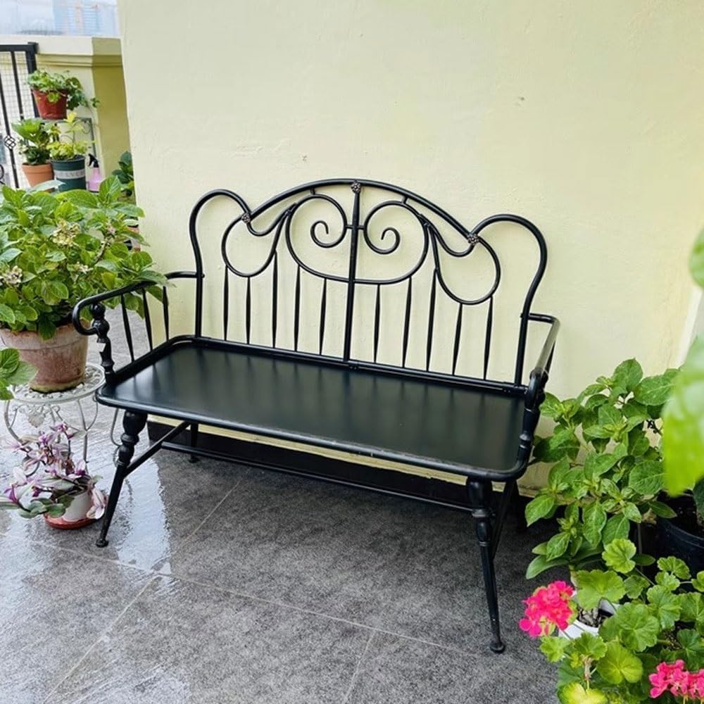 Outdoor Garden Bench Outdoor Garden Bench, Vintage Iron with Backrest Patio Seat, for Balcony Indoor Terrace Leisure Bench Park Bench