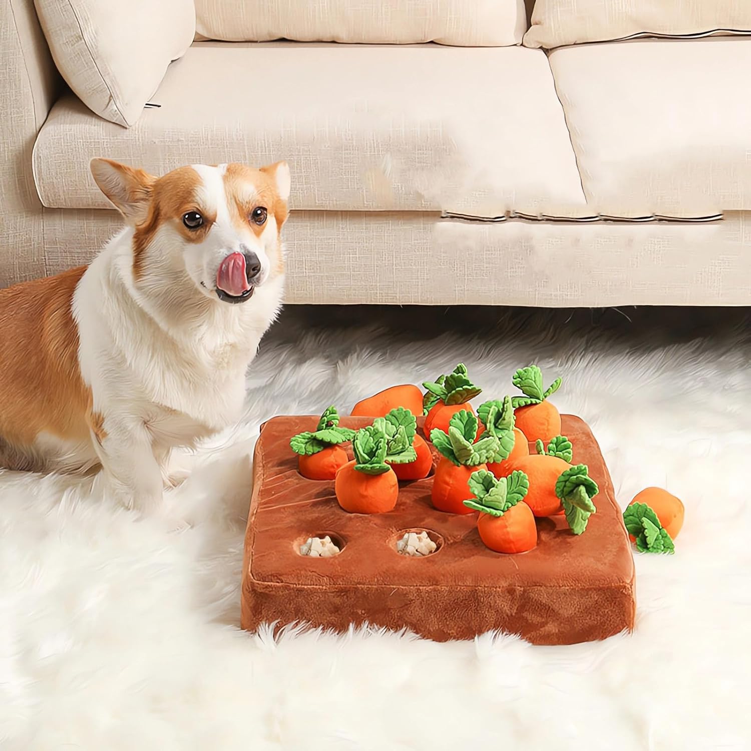 NEIDE 12 Pieces of Carrot Dog Puzzle Toys: Interactive Dog Toys for Nosework Feed Games, Designed for Aggressive Chewers and Pet Stress Relief.