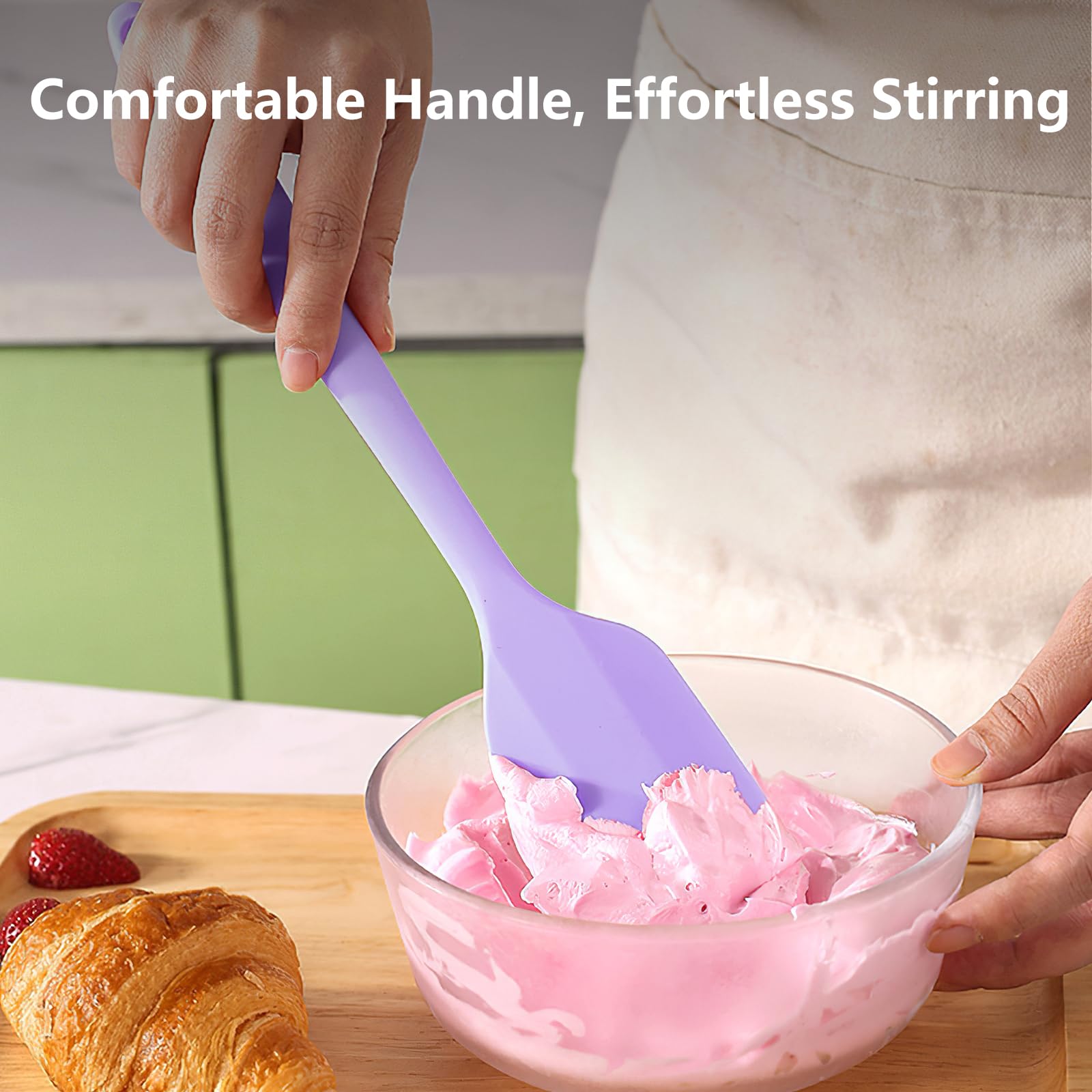 Spatola in gomma viola per uso cucina, spatole in silicone da 27 cm, per cucinare resistenti al calore, piccola spatola da cucina flessibile per pentole antiaderenti da cucina, senza cuciture e