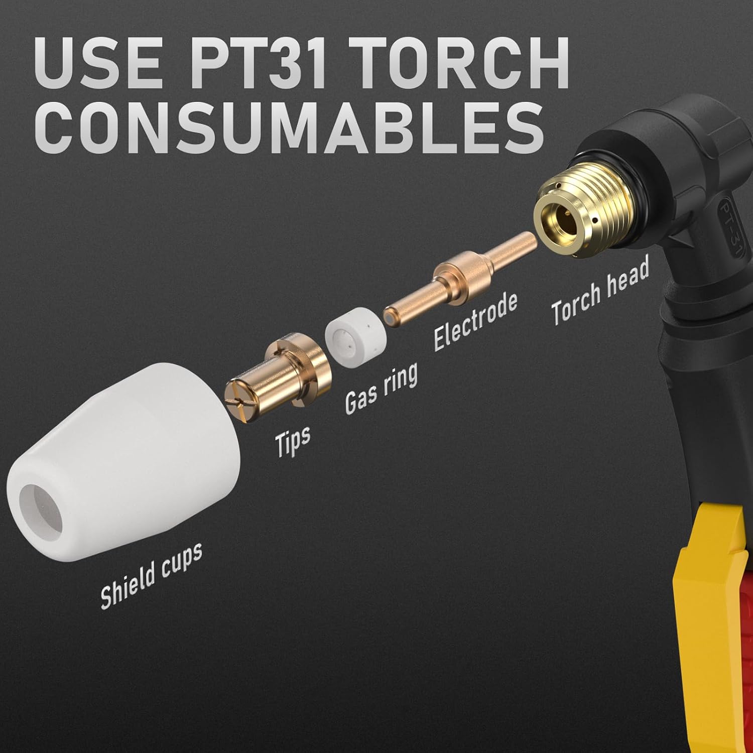 YESWELDER PT31 Plasma Cutter Torch, Plasma Torch 13FT High Frequency Cutting Torch for CUT-50DS Plasma Cutter Machine