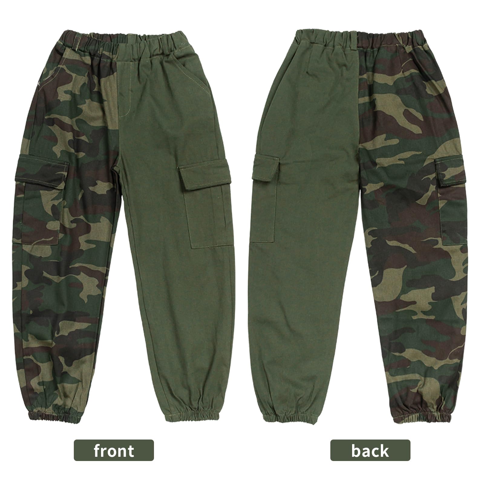 Rolanko Pantaloni cargo da bambina, larghi, stile streetwear, hip hop, danza, in cotone, per bambini dai 4 ai 15 anni
