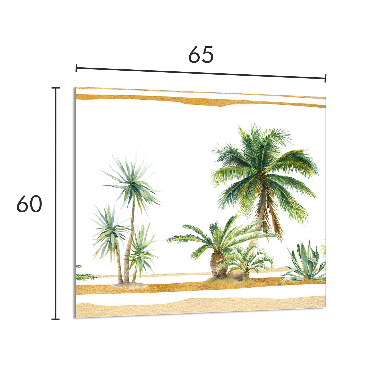 Szklany panel ochronny do kuchni Lacobel, szklana płyta ochronna na kuchenkę, 65x60 cm, szklana deska do krojenia, ochrona przed rozpryskiwaniem, uniwersalna, PALMY