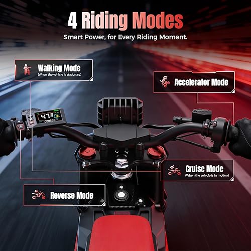 Miniatura 7 de IN10 Pro - Motocicleta eléctrica de motocross, motor de tracción media de 5500 picos, bicicleta eléctrica de velocidad máxima de 50 mph, 60 V 27 AH