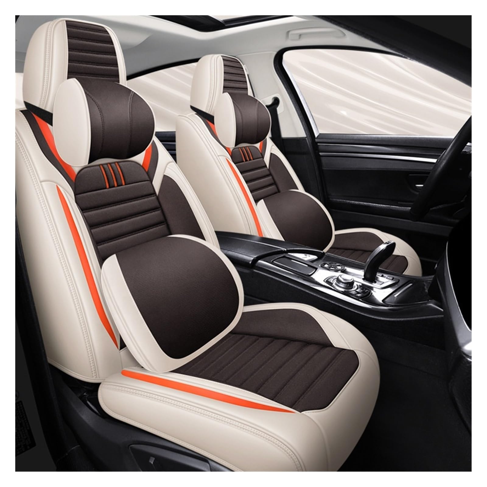 Funda Asiento Coche Fundas Para Asientos Coche Para Mitsubishi Todos Los Modelos Para Outlander Para Pajero Para Grandis Para ASX Para Pajero(Coffee Beige)