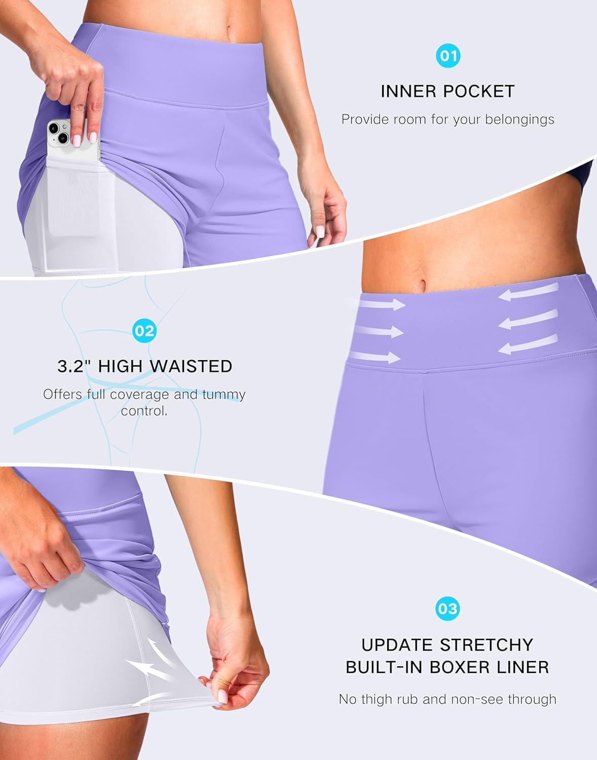 G Gradual Women's 4" Swim Board Shorts High Waisted Tummy Control Swimsuit Bathing Suit Bottoms for Women with Liner Pocket