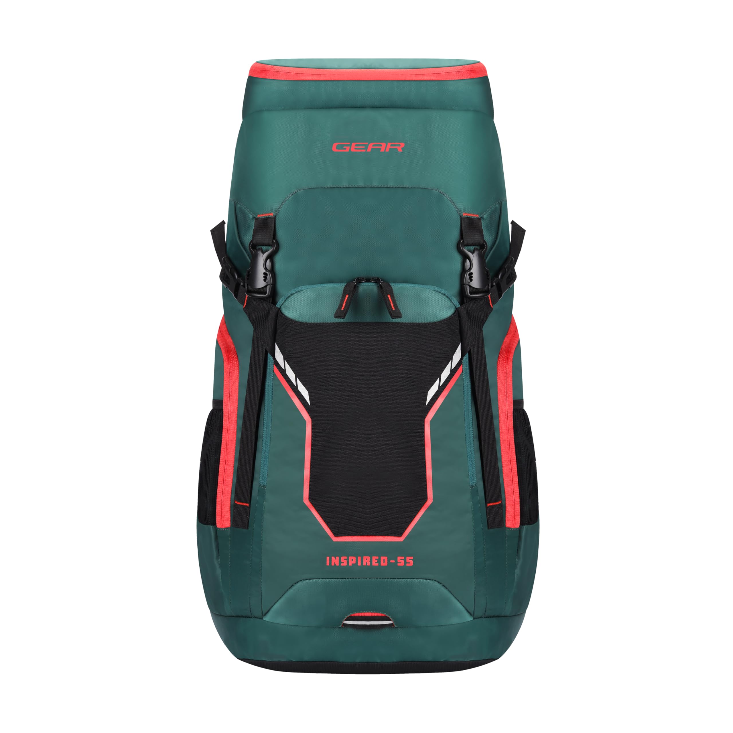 Gear Inspired 55L Extra Large Water Resistant Rucksack/Travel bag/For Men & Women(Green - Black)