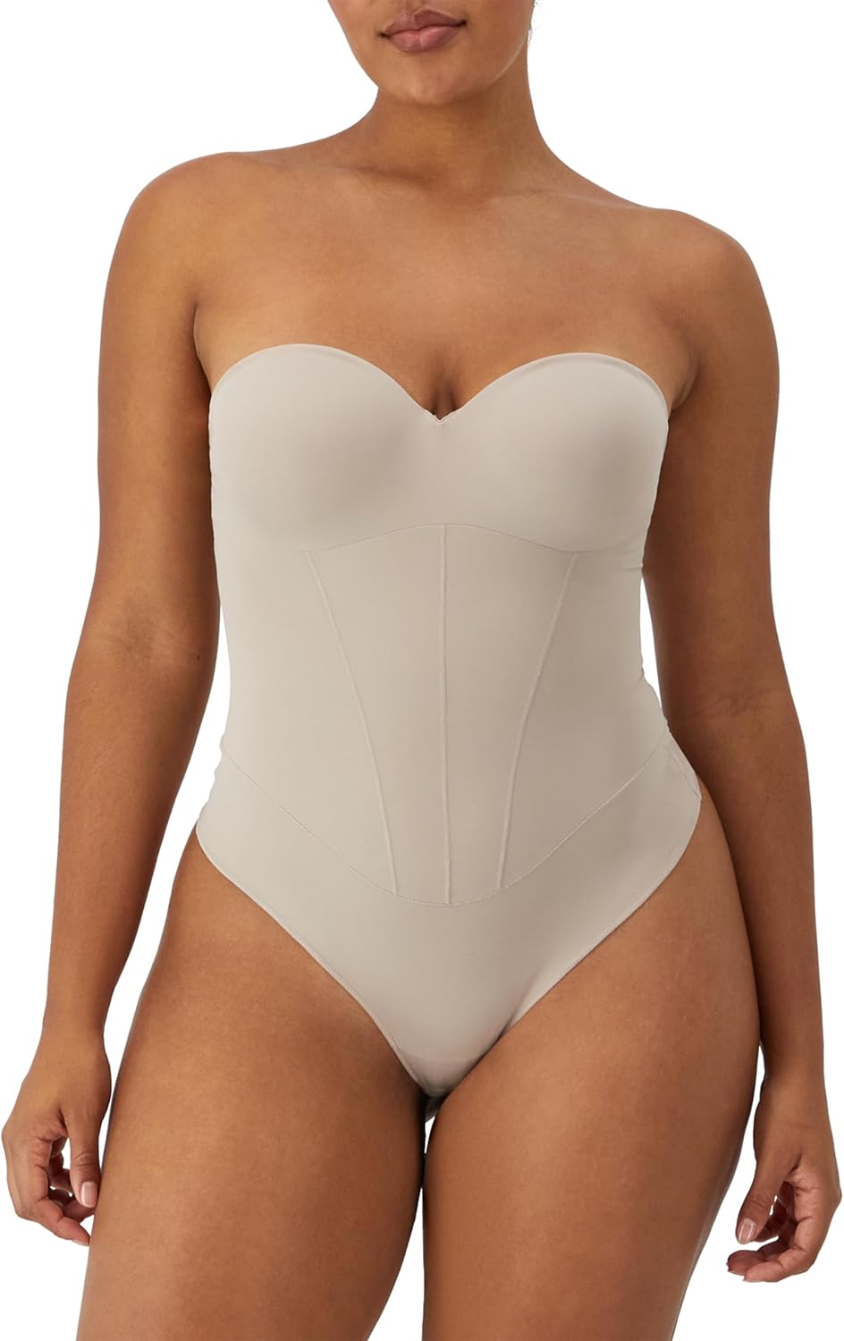 Maidenform Women's Tummy Shaping Thong Bodysuit, Multiway Thong Shaper, Firm Control