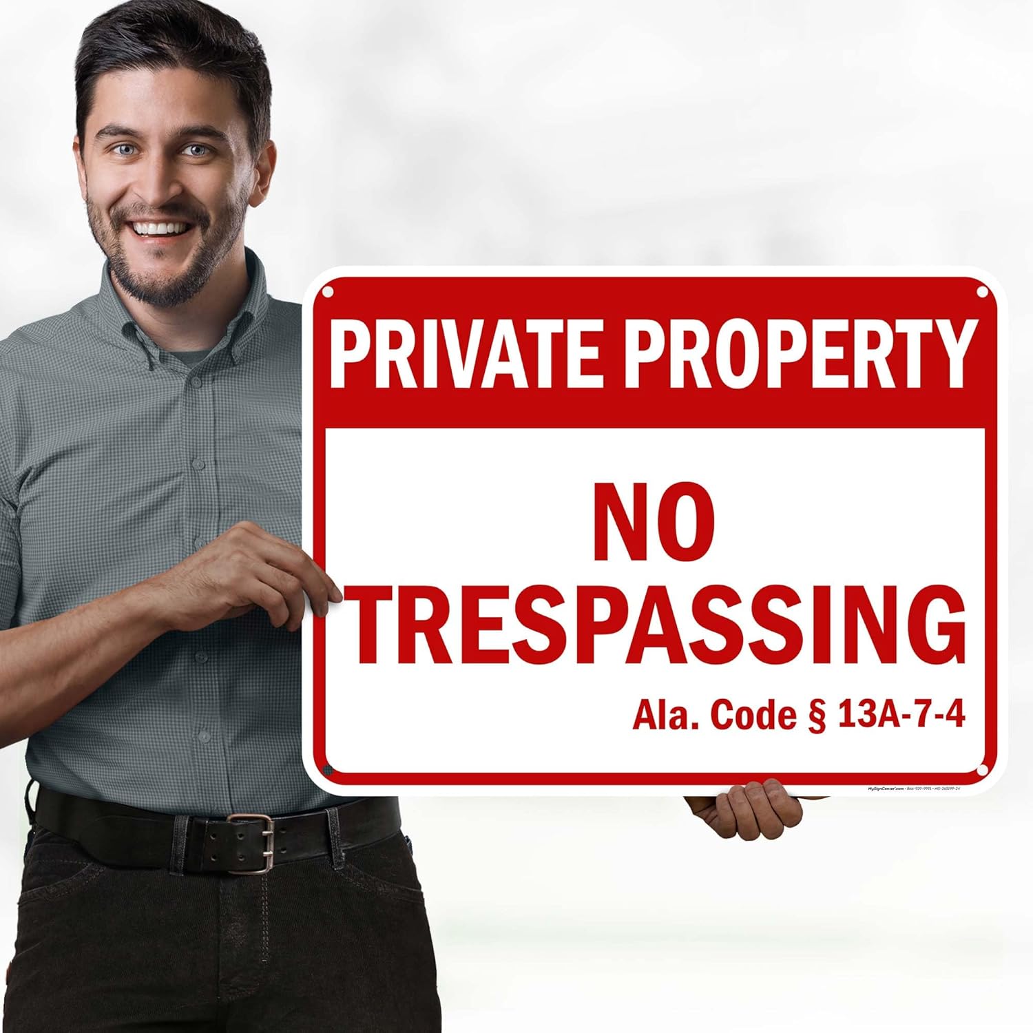 Alabama No Trespassing Private Property Sign, 18x24 Inches, 55 mil thick HDPS (high density polystyrene), Made in USA by My Sign Center