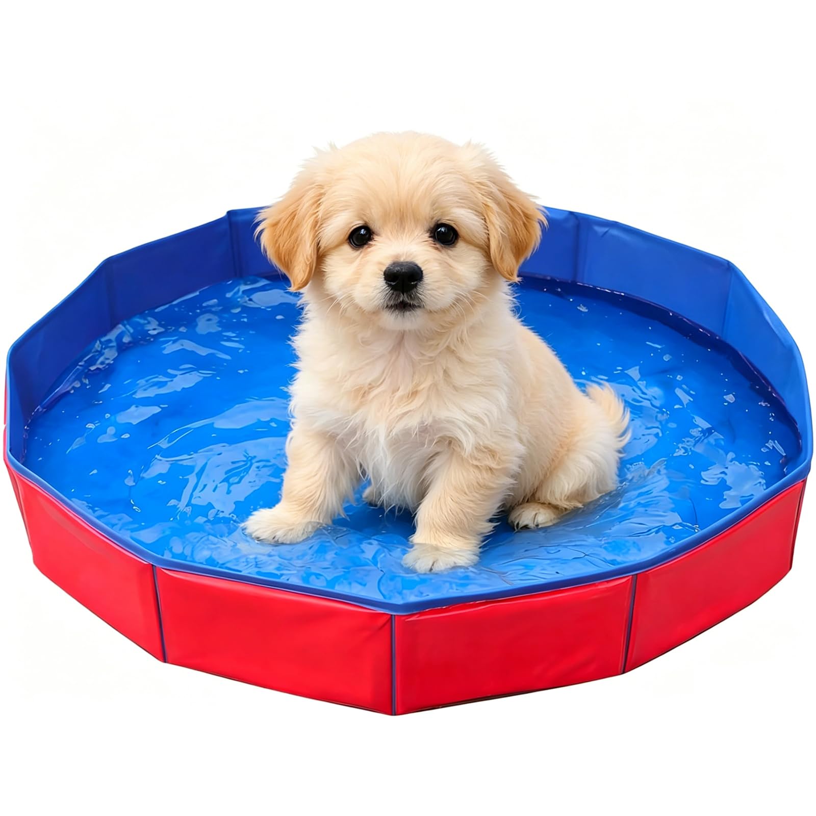 1Pcs Dog Paddling Pool, Foldable Pool for Small Dogs, Rigid Plastic Paddling Pool for Pet Bathing, Compact 50 X 10 Cm Design, Durable Dog Swimming Pool, Small Paddling Pool 4ft Size, Plastic Pool for