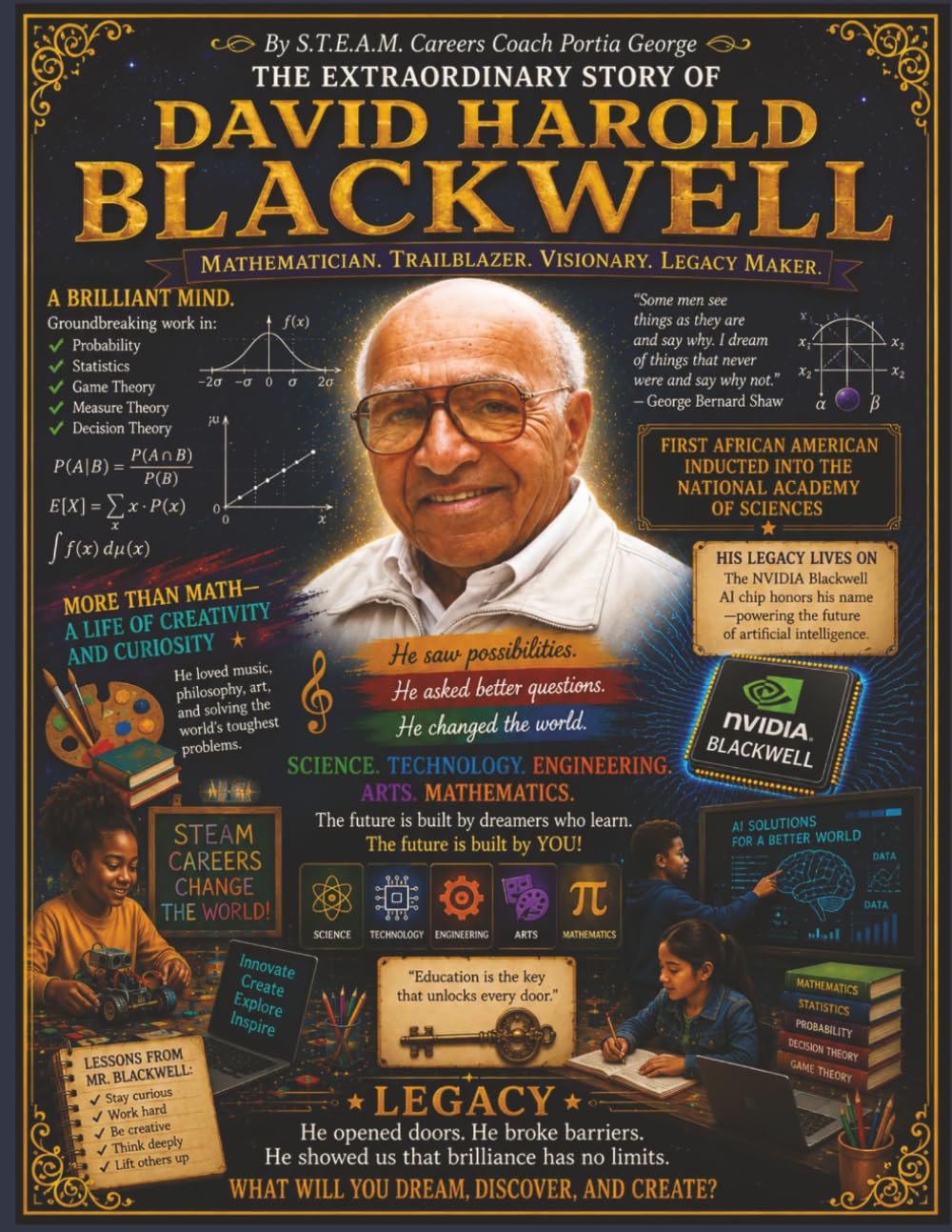 The Extraordinary Story of David Harold Blackwell. Mathematician, Trailblazer, Visionary, Legacy Maker: Legacy He opened doors, he broke barriers, He showed us that brilliance has no limits