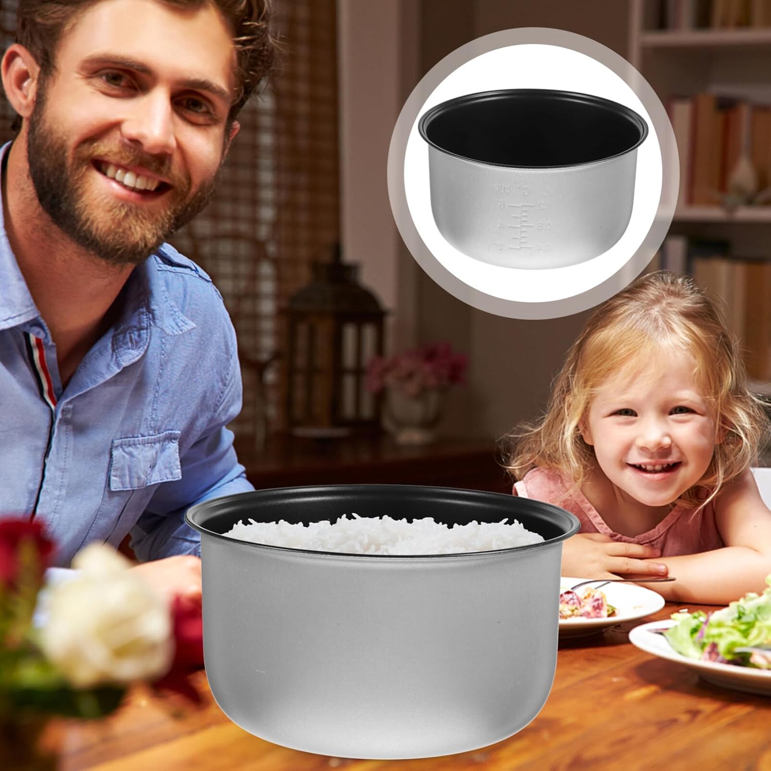 BESTonZON Rice Cooker Inner Pot Non-stick Electric Cooker Accessory Pot for Cooking Rice Cakes More Material Scale for Cooking Random Style