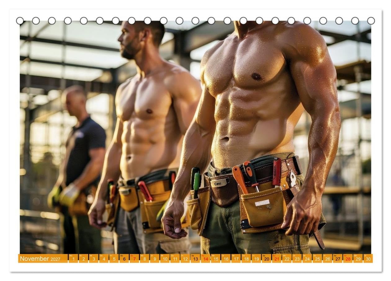 Sexy - Männer vom Bau (Tischkalender 2027 DIN A5 quer), CALVENDO Monatskalender: Schweiß, Stahl und Selbstbewusstsein treffen auf Humor und echte Persönlichkeit. (CALVENDO Erotik)