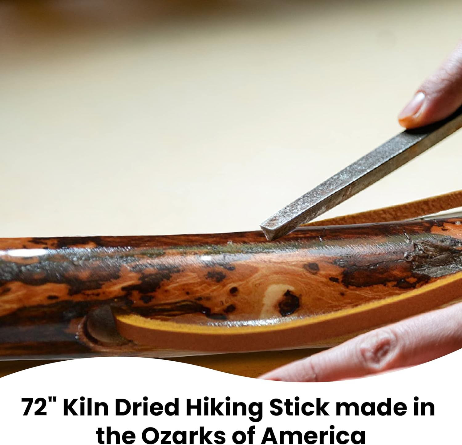 72" Tall Hickory/Elm Walking Stick, Walking Stick for Tall People, 6 Foot Tall
