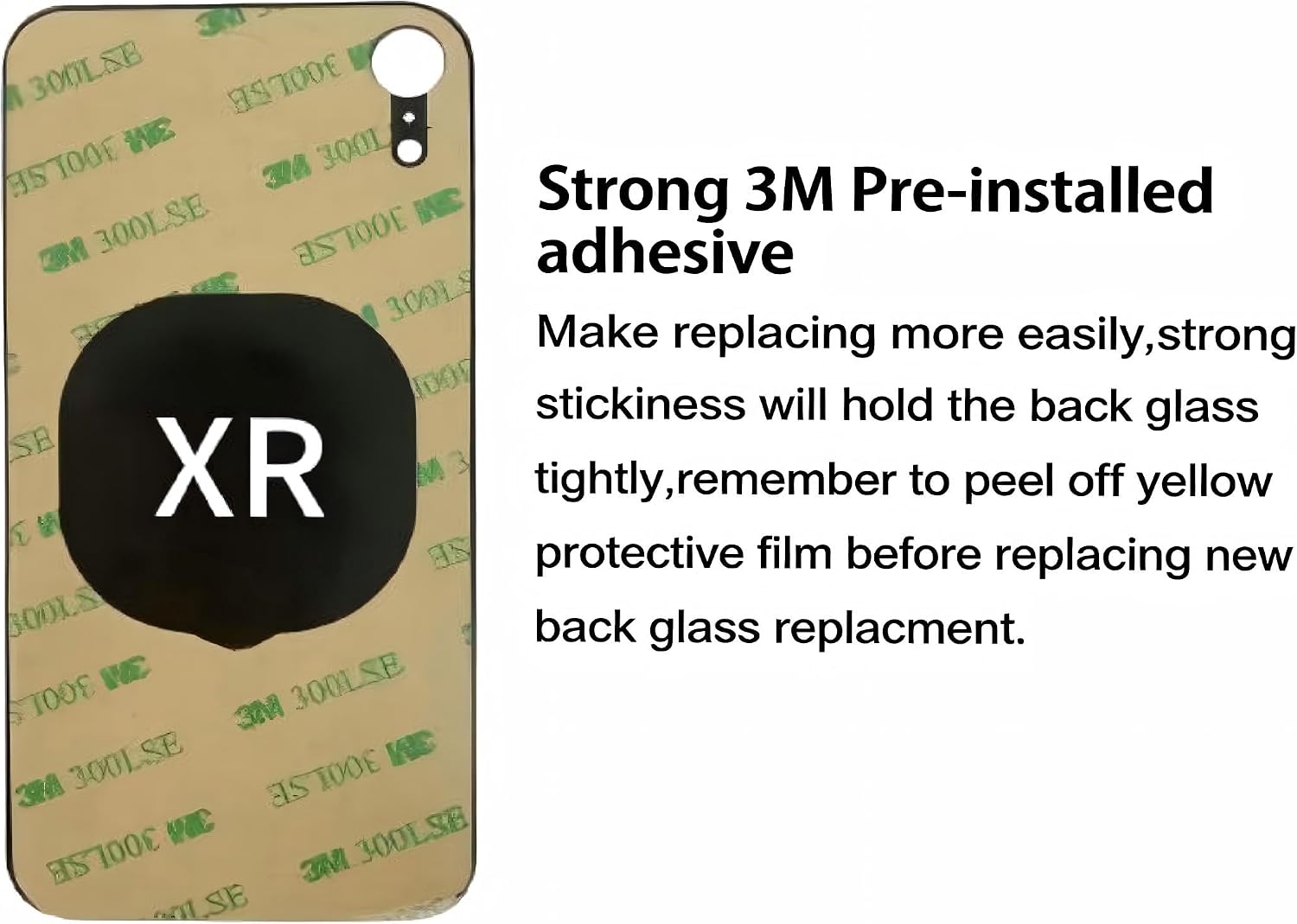 XR Back Glass Replacement Compatible with iPhone XR 6.1" Back Cover with Pre-Installed 3M Tape +Tools (iPhone XR Black)