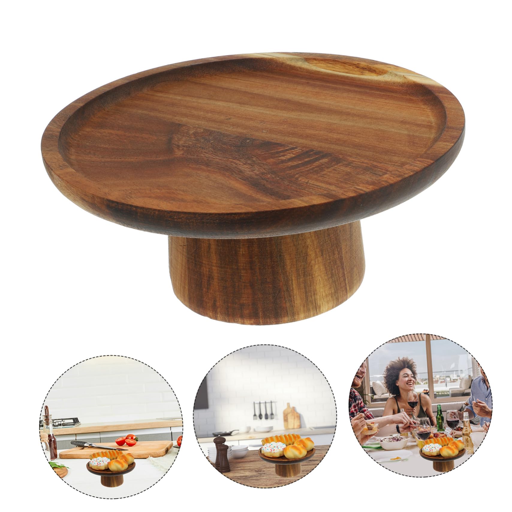Gatuida Vassoio Decorativo in Legno Base Stabile Espositore per Torte e Dessert Contenitore per Frutta e Snack per Feste e Ristoranti